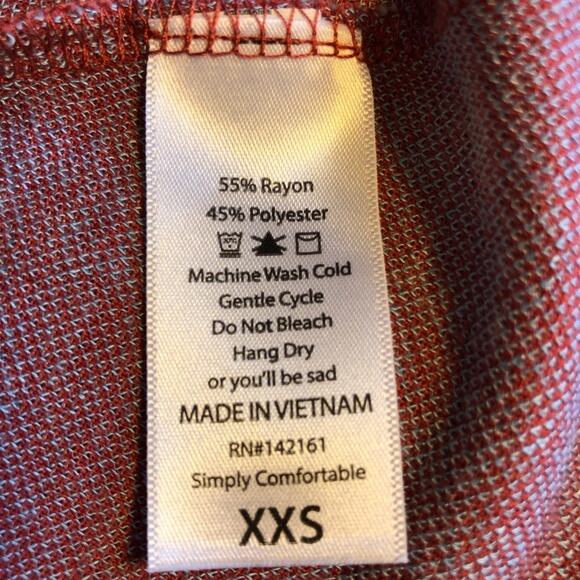 LuLaRoe Simply Comfortable Red Turquoise Print Dress Short Sleeve Scoop Neck XXS - Picture 7 of 16